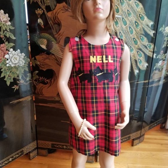 Kellys Kids Size 4 Red Black Plaid Jumper Dress - Picture 3 of 8